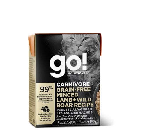 Petcurean Go! Chat Tetra Pak Carnivore Sans Grains Agneau Haché & Sanglier Sauvage