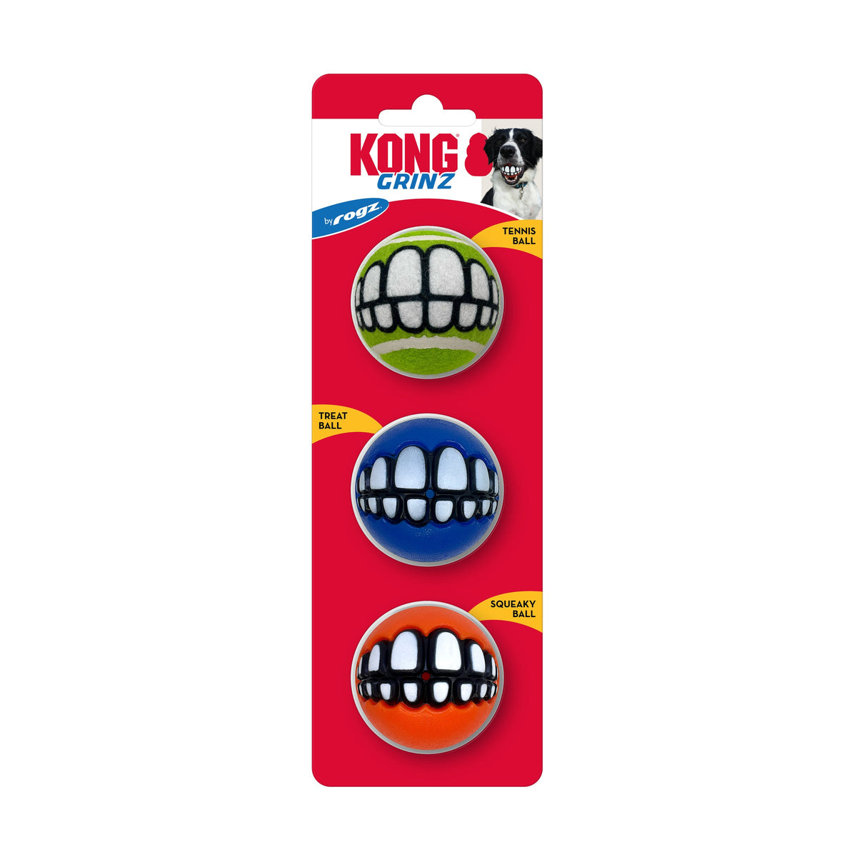 KONG Balles « Grinz » Assorties par Rogz pour chien