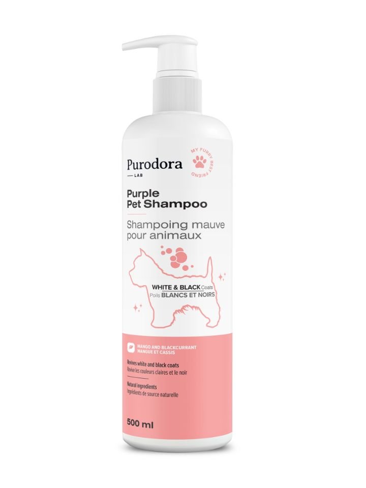 Purodora Lab, Shampoing Mauve Pour Chien À Poil Blanc Ou Noir