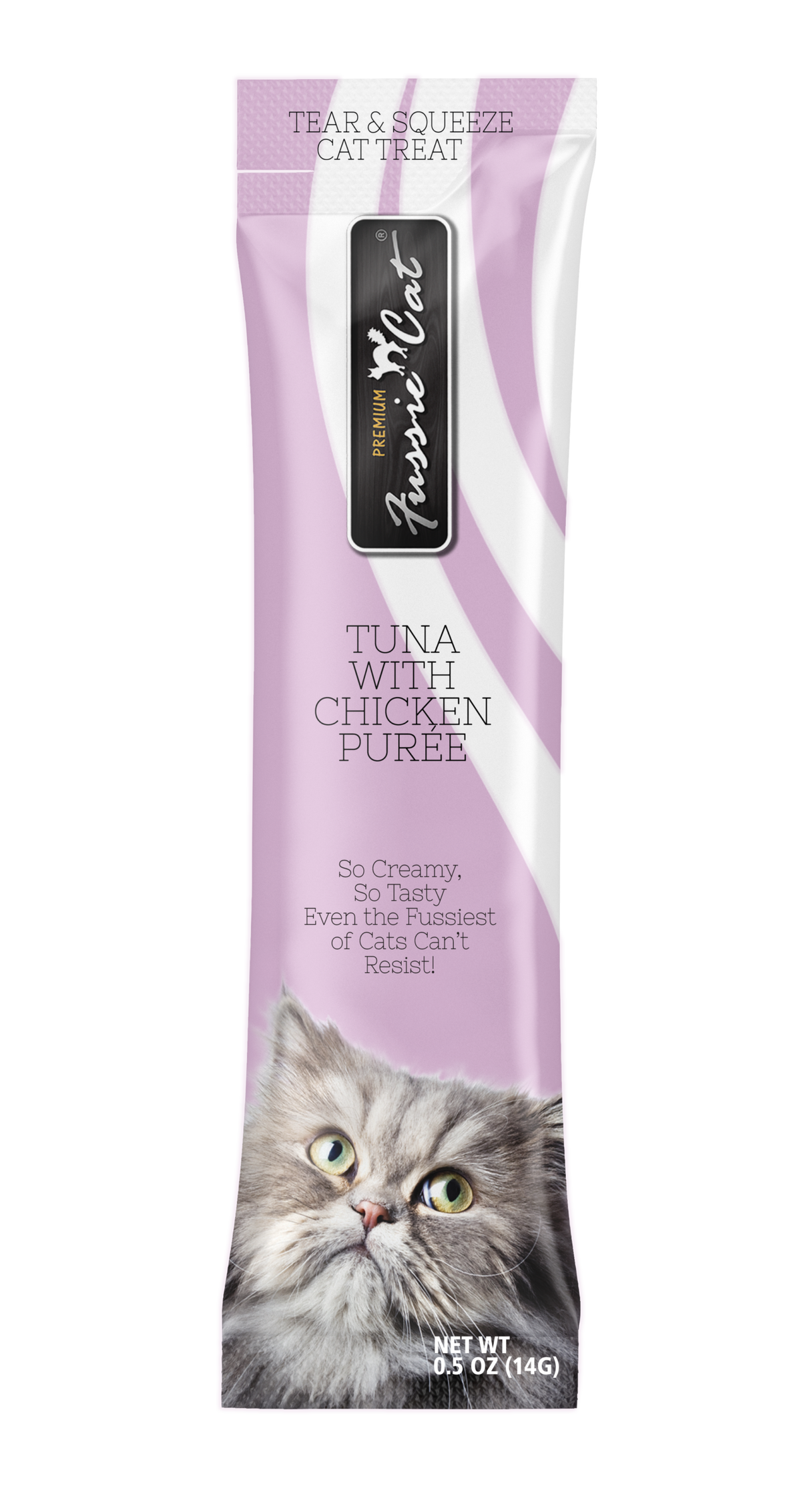 Fussie Cat Thon avec Poulet Purée 4 Tubes pour chat