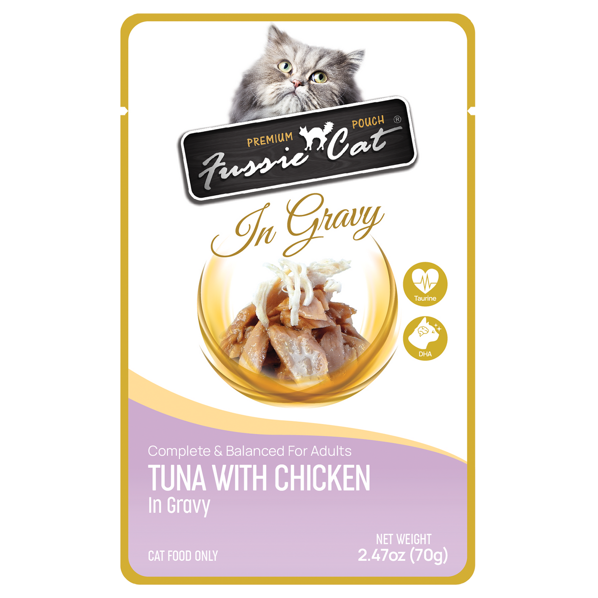 Fussie Cat Premium Thon avec Poulet en Sauce Sachets pour chat