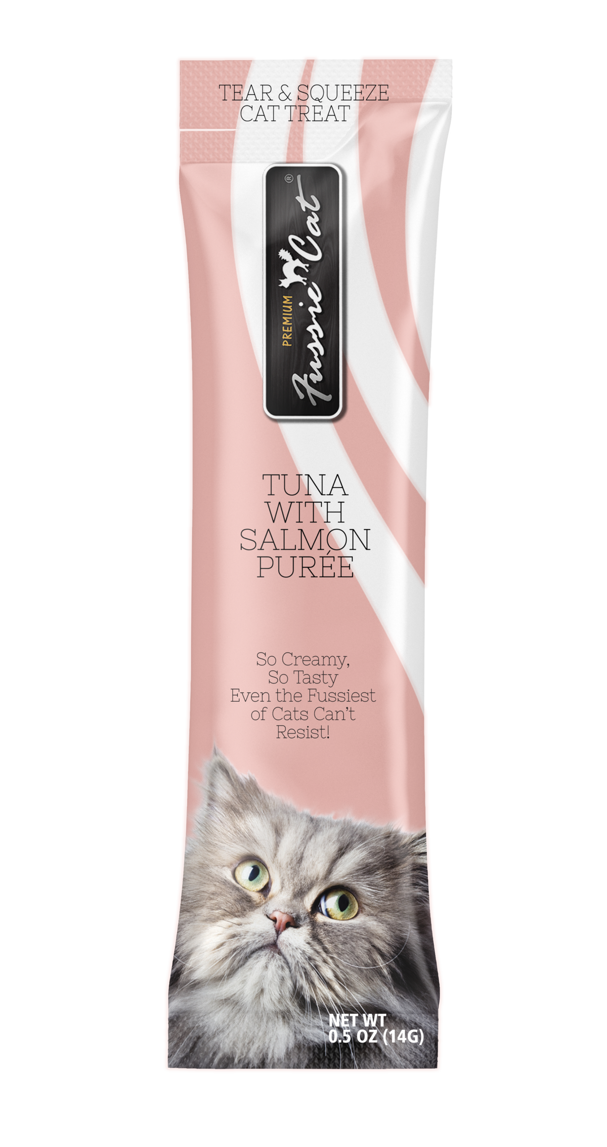 Fussie Cat Thon avec Saumon Purée 4 Tubes pour chat