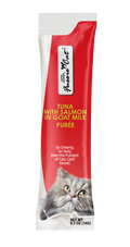 Fussie Cat Super Premium Thon avec Saumon au Lait de Chèvre Purée 4 Tubes pour chat