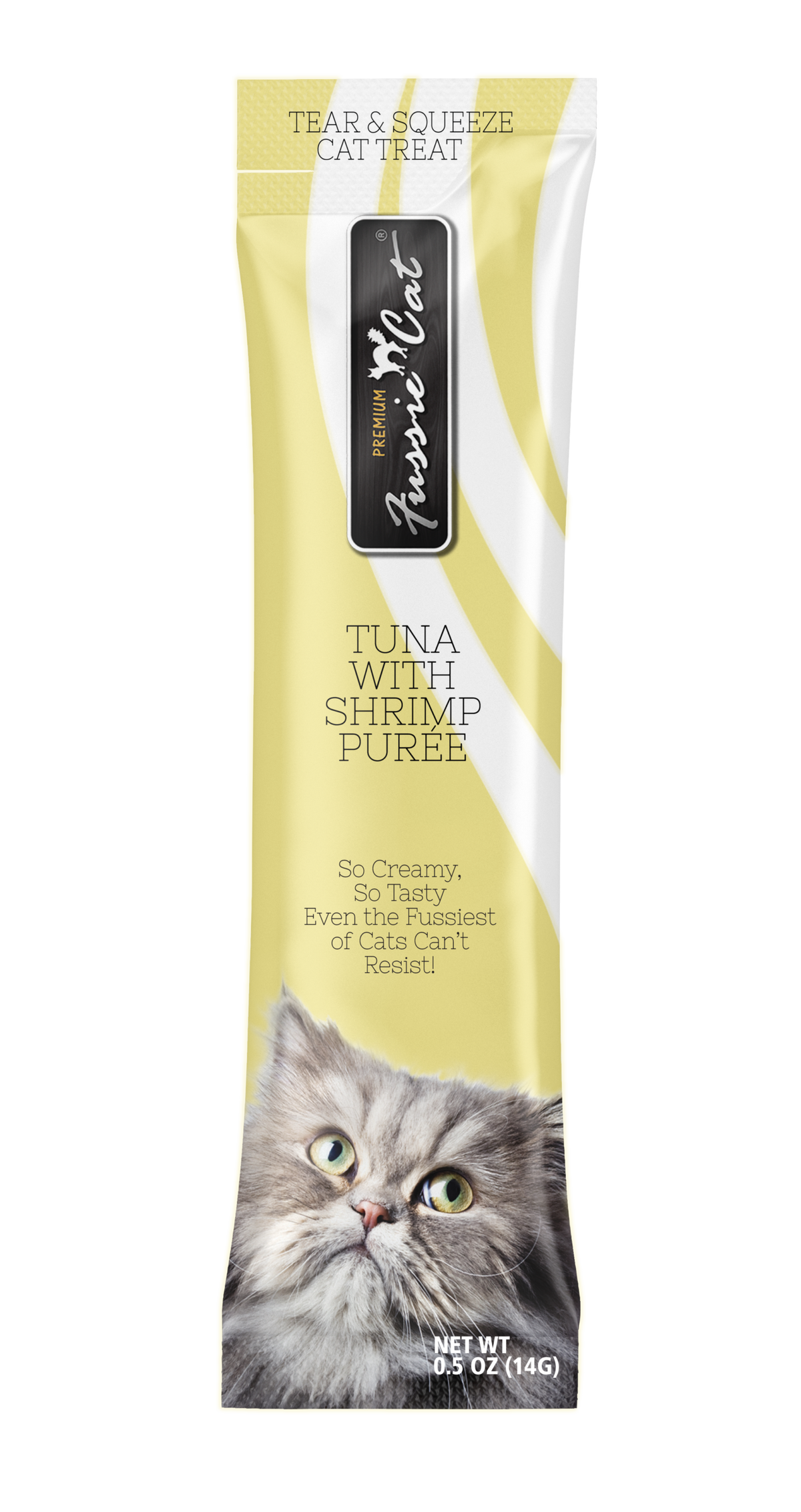Fussie Cat Thon avec Crevettes Purée 4 Tubes pour chat