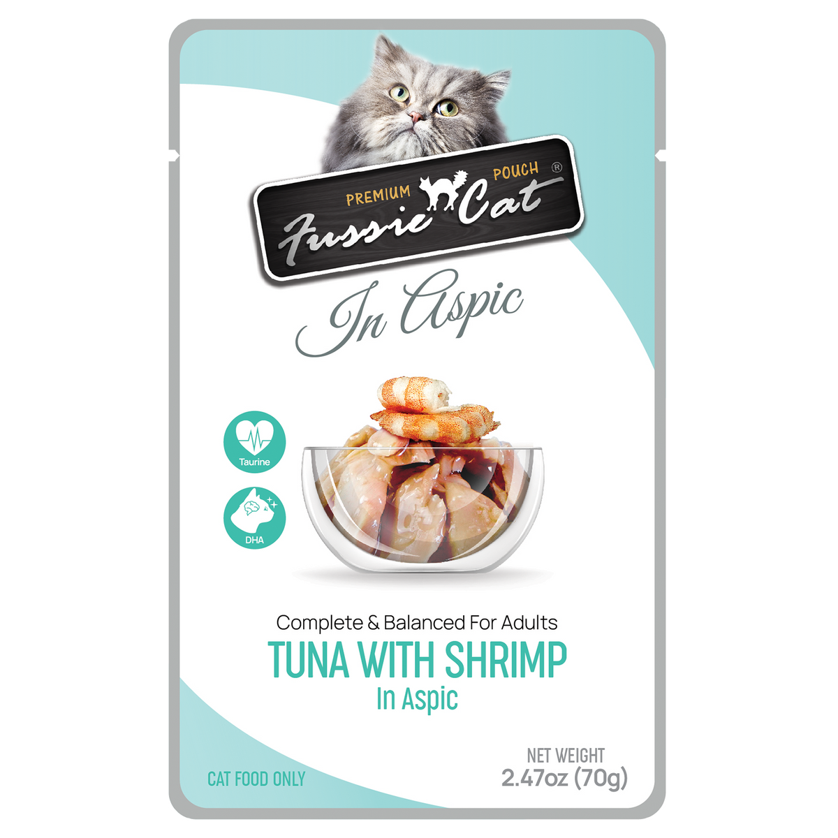 Fussie Cat Premium Thon avec Crevettes en Gelée Sachets pour chat