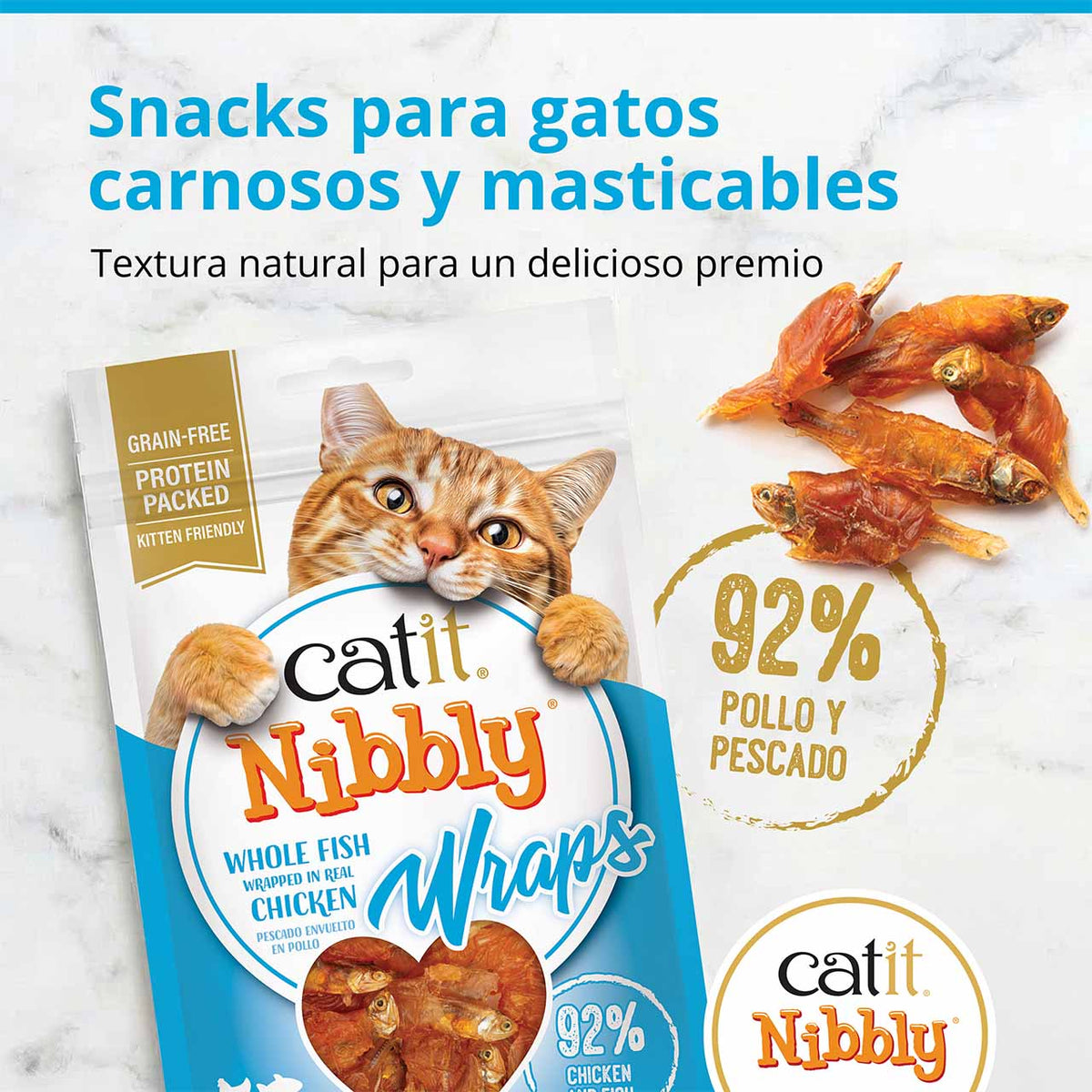 Gâteries Catit Nibbly Wraps, Roulades, Poulet et poisson pour chat