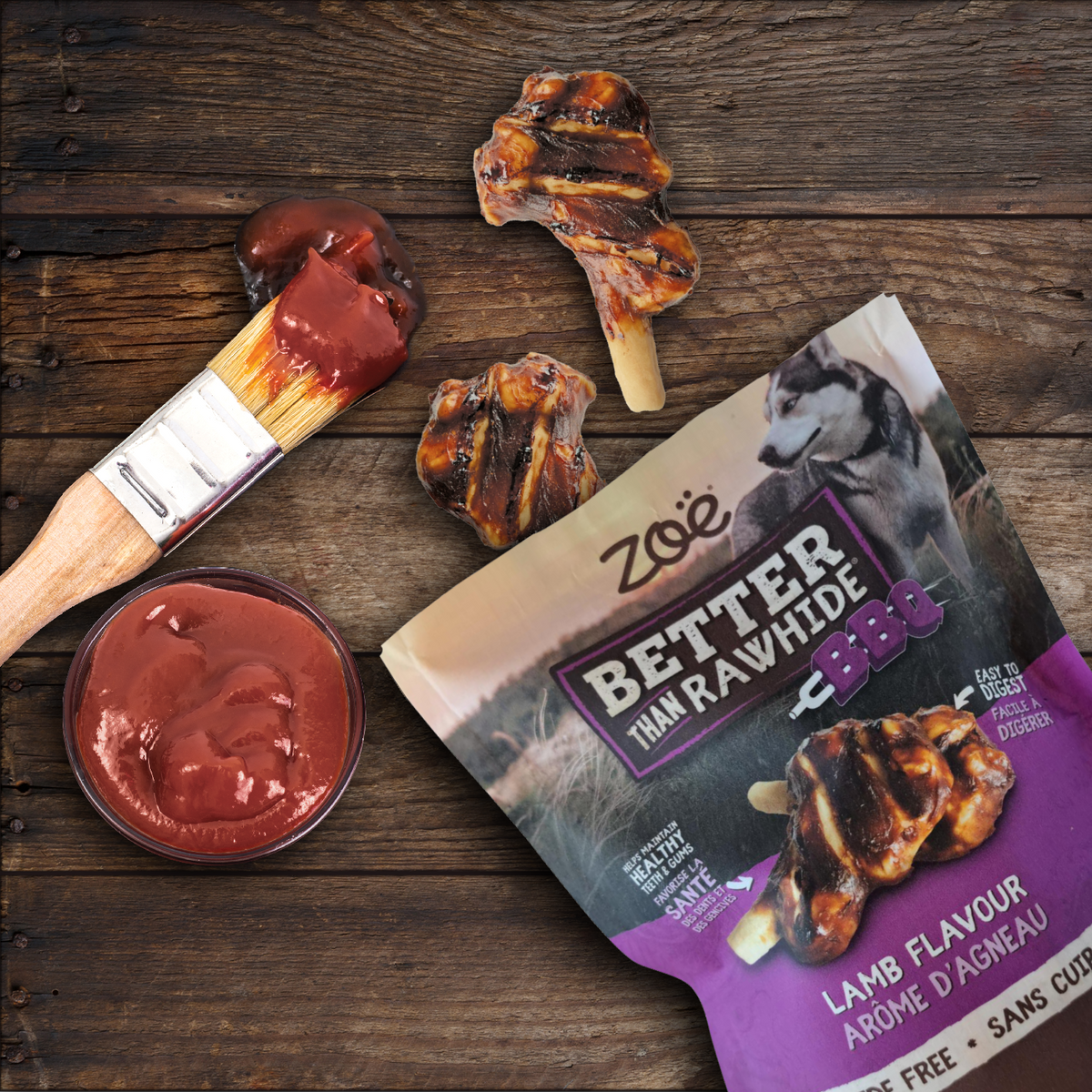 Zoë Gâteries Better Than Rawhide Pour Chien, Arôme BBQ d'Agneau