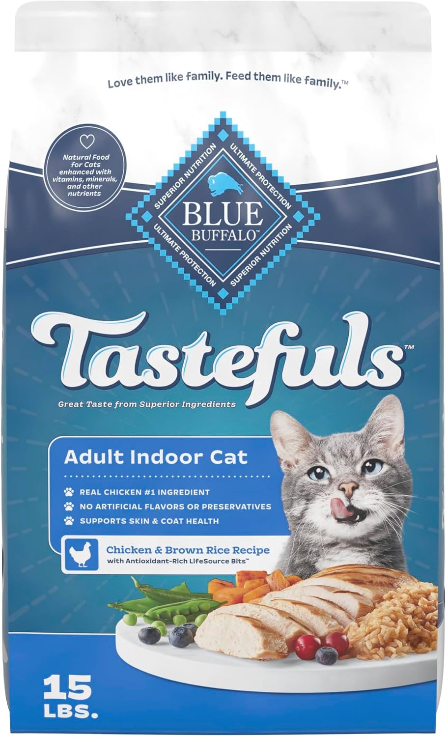 Blue Buffalo « Tastefuls » Chat d'Intérieur Adulte Poulet