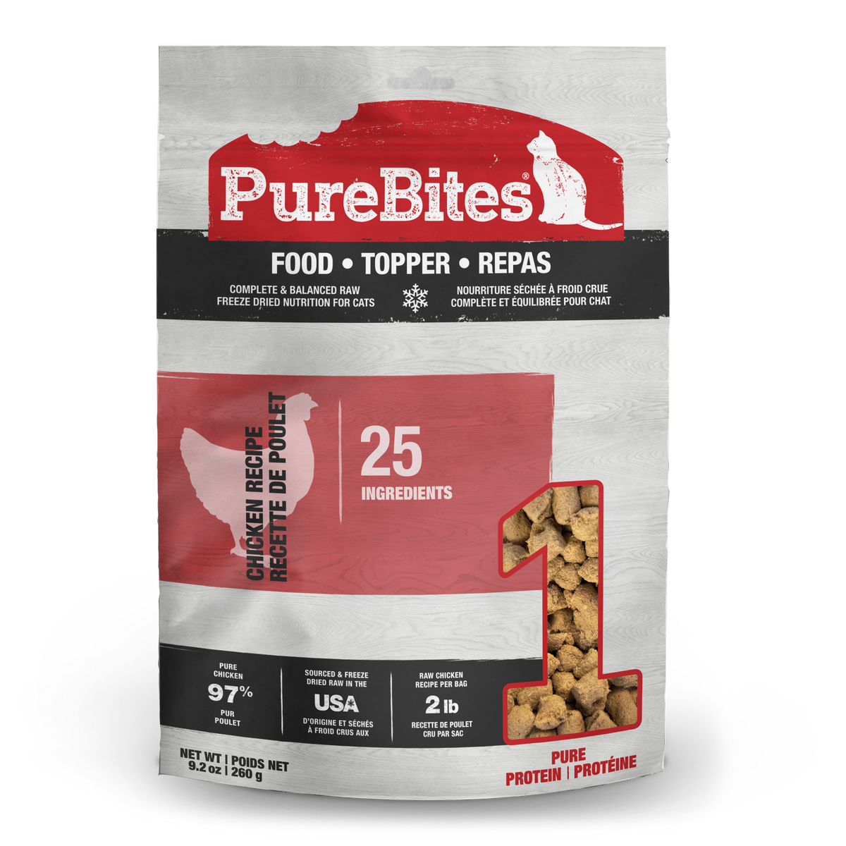 PureBites chat repas poulet topper