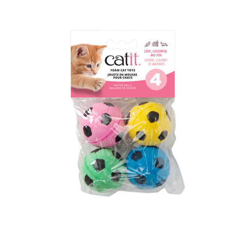 Ballons de soccer Foamies Catit en éponge, paquet de 4 pour chat