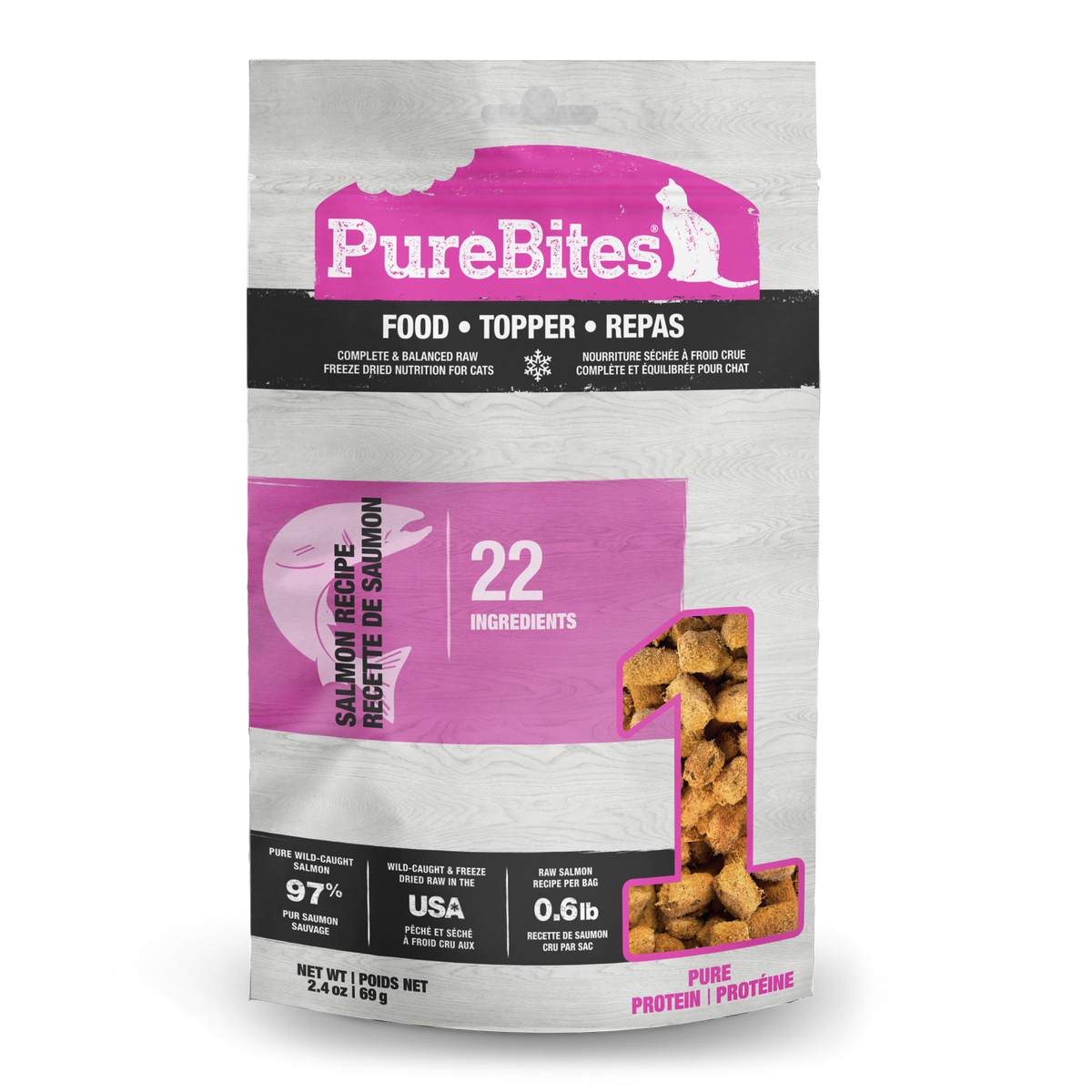 PureBites chat repas saumon topper