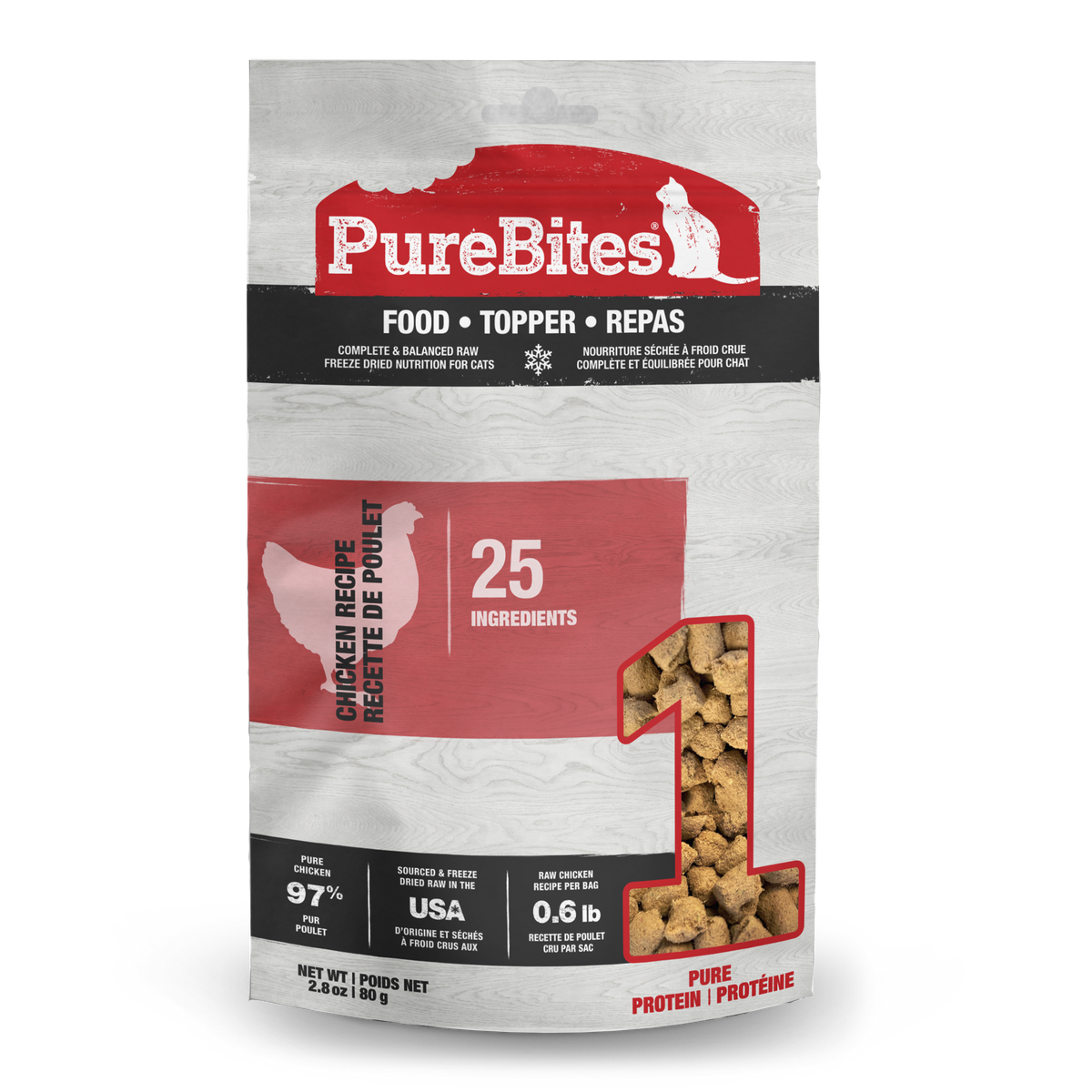 PureBites chat repas poulet topper