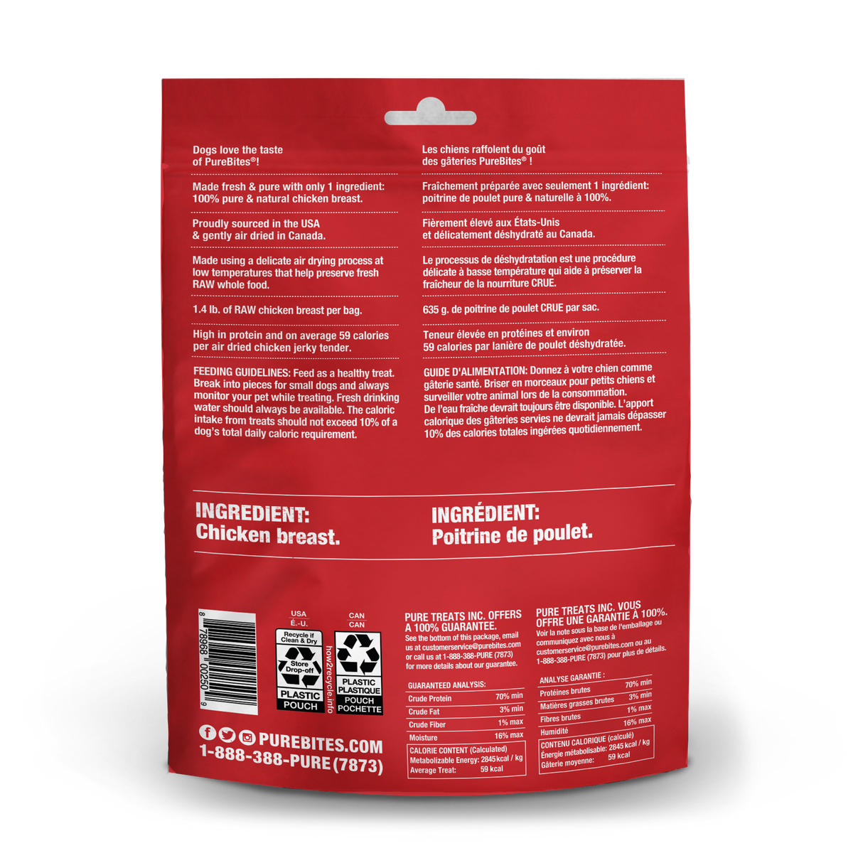 PureBites chien jerky de poulet