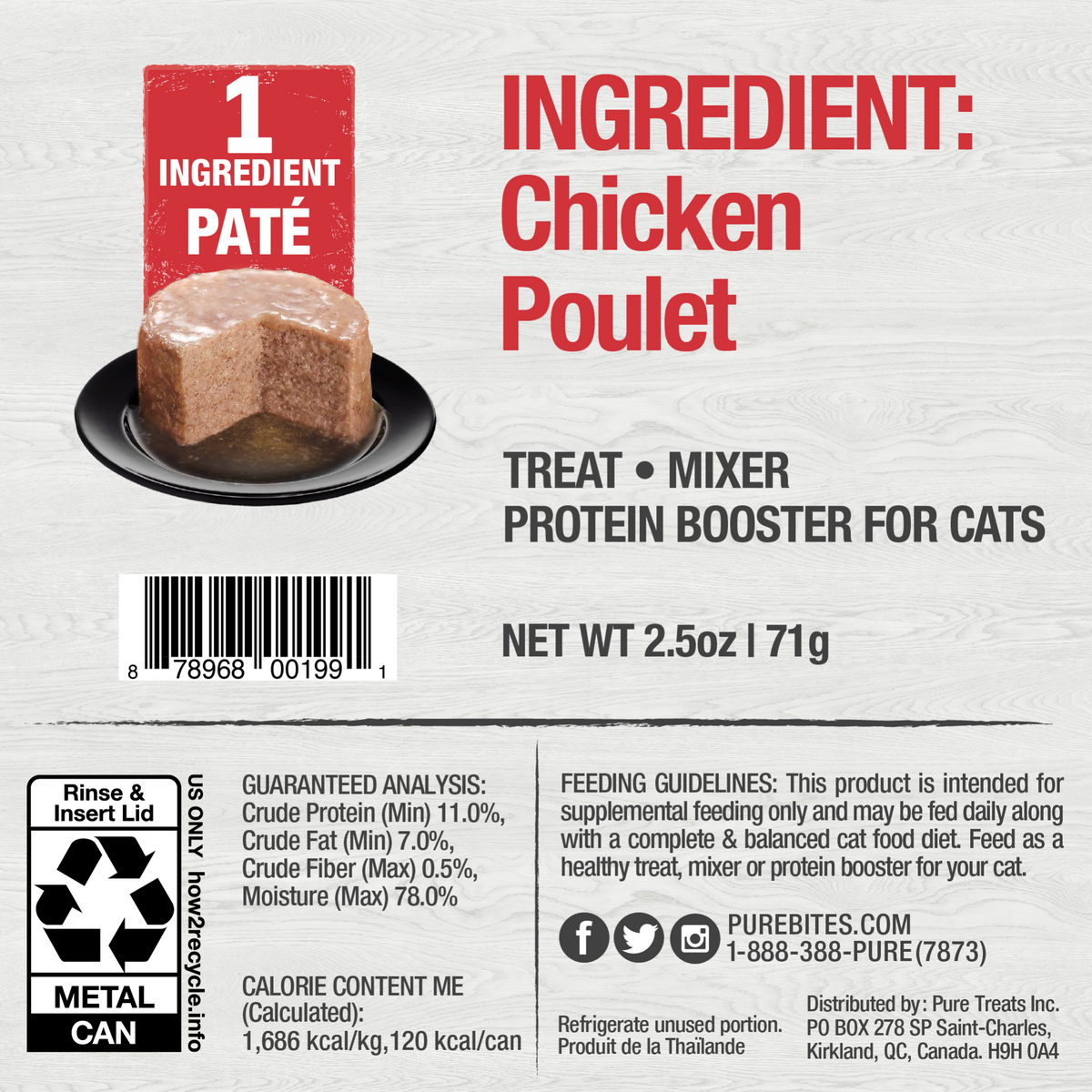 PureBites chat pâté poulet