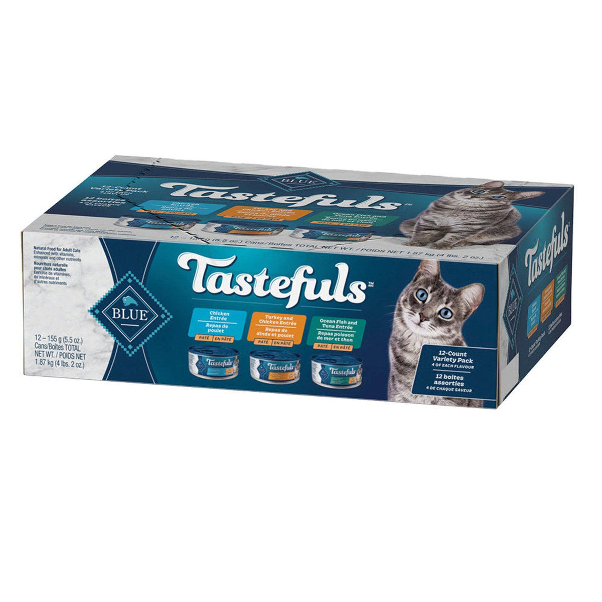 Blue Buffalo Tastefuls Poulet, Dinde, Poisson/Thon Pâté Emballage Varié pour chat