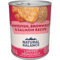 Natural Balance pour Chiens Formule « LID » de Poisson Blanc, Riz Brun & Saumon en Conserves