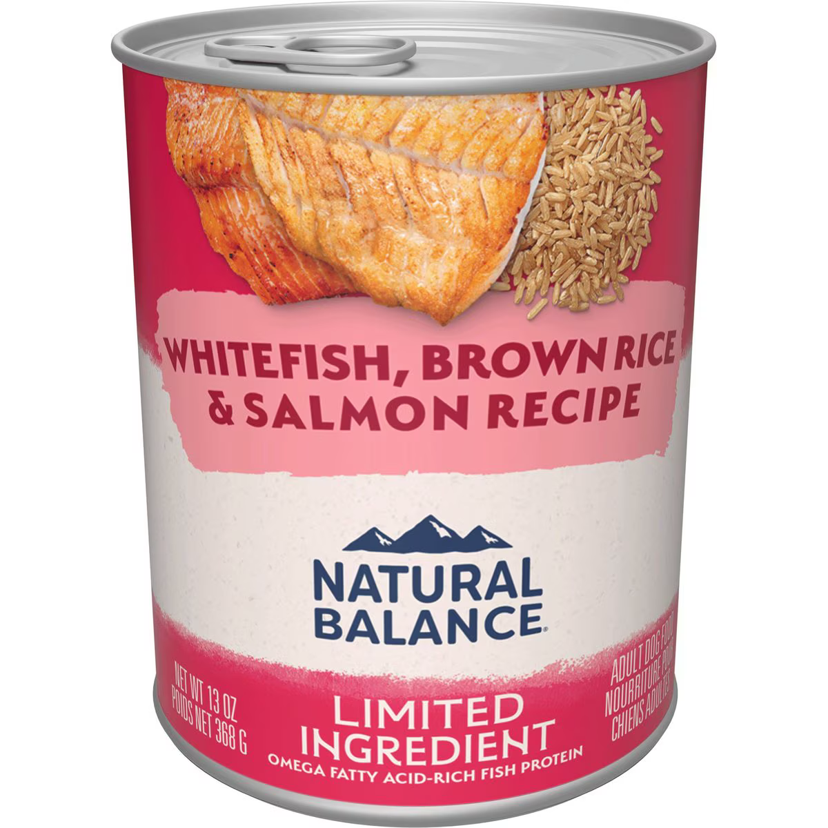 Natural Balance pour Chiens Formule « LID » de Poisson Blanc, Riz Brun & Saumon en Conserves