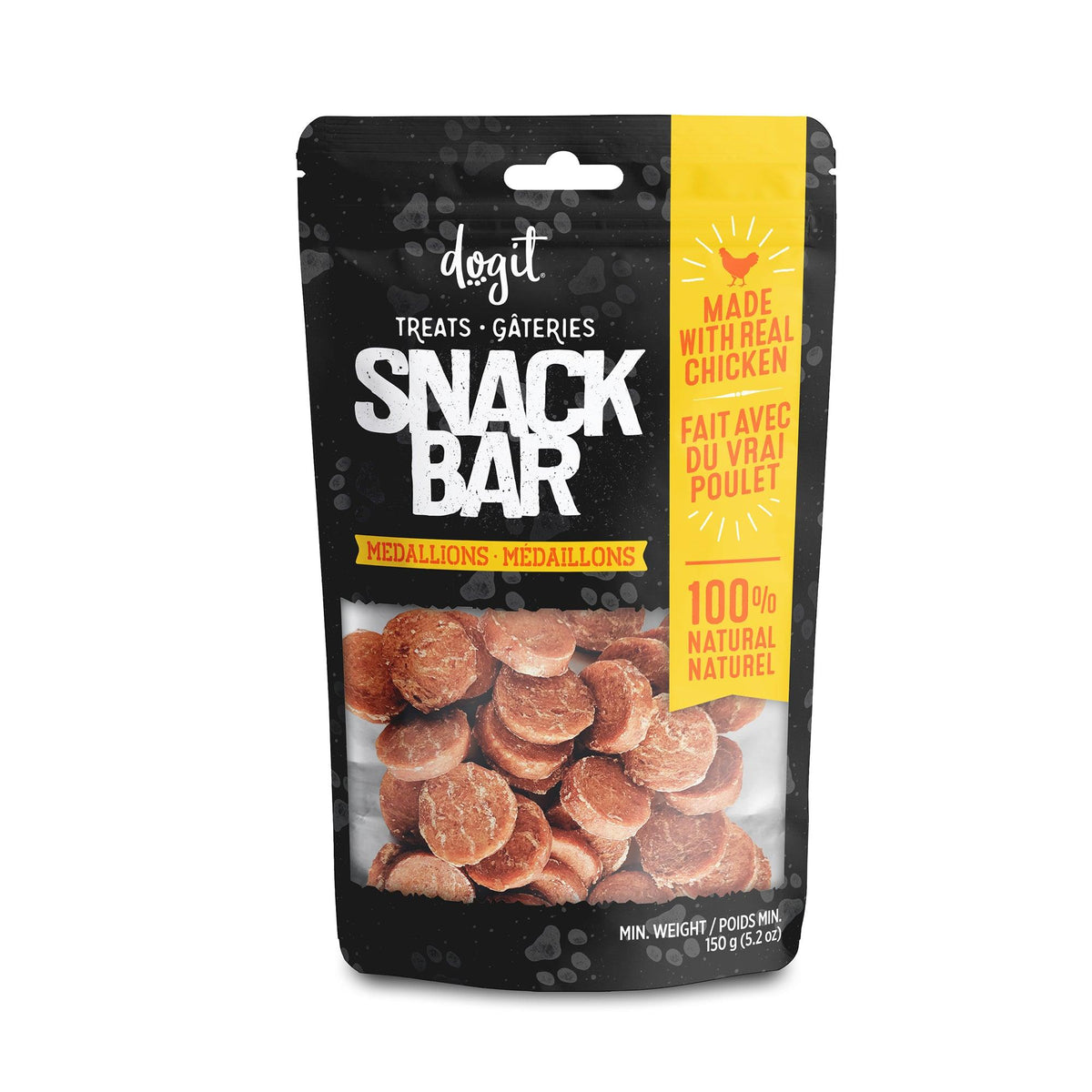 Gâteries Snack Bar Dogit, médaillons de poulet pour chien