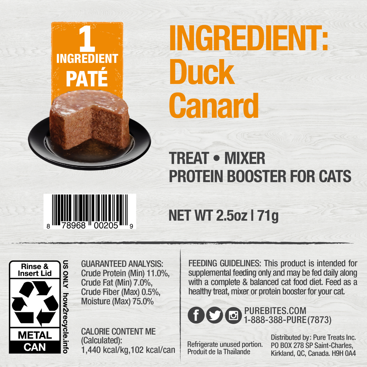 PureBites chat pâté canard
