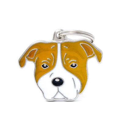 MyFamily Médaille Amstaff rouge et blanc pour chien
