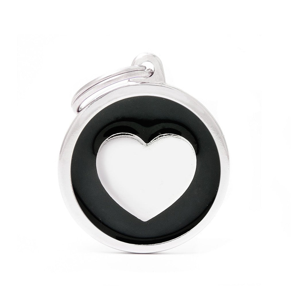 MyFamily Médaille Cercle Coeur Classique - Grand Noir
