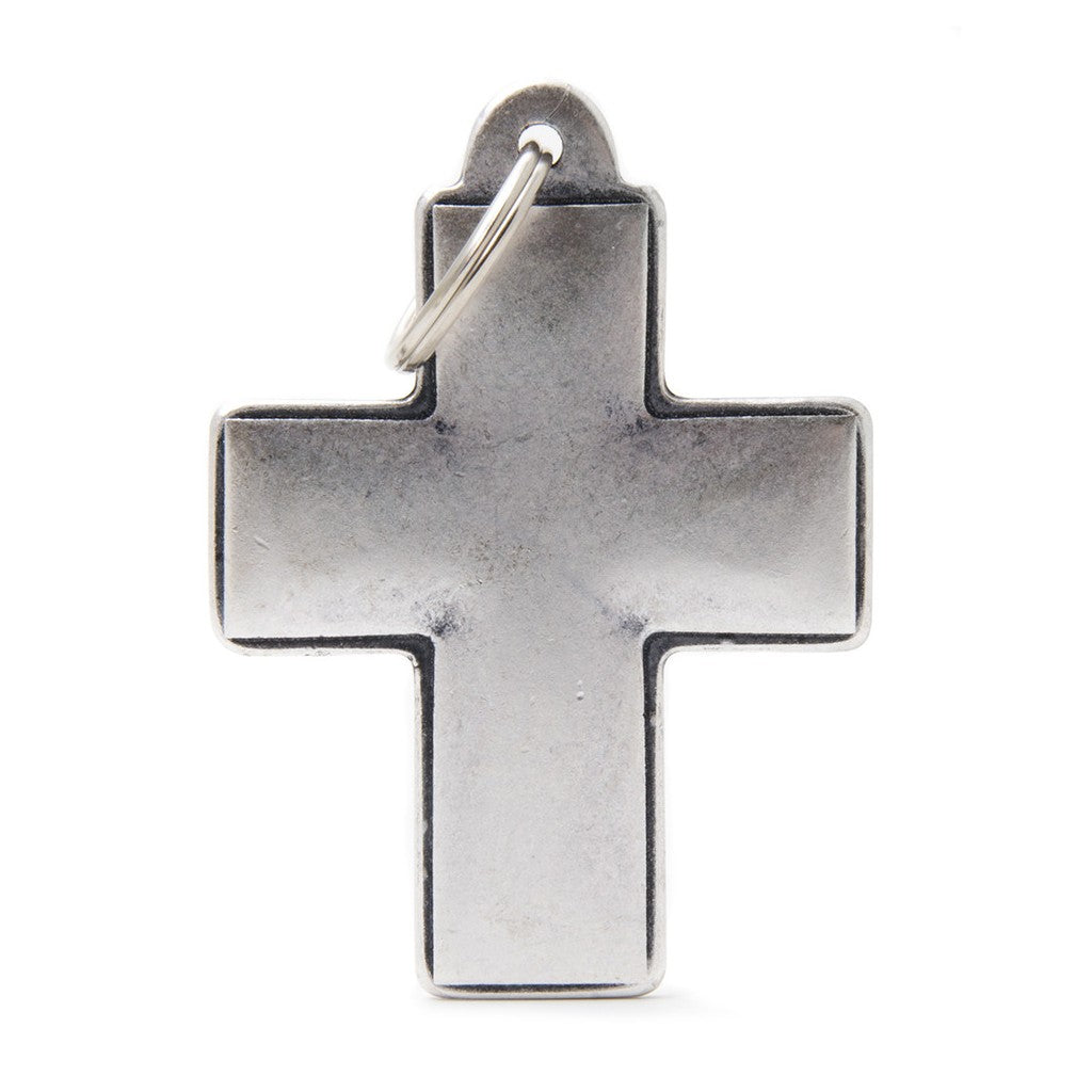 MyFamily Médaille Cross Brut Bronx - Très grand Argent Vieilli