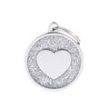 MyFamily Médaille Cercle Coeur Pailleté Satiné - Gris
