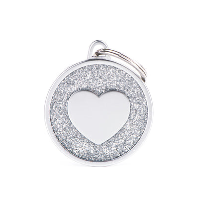 MyFamily Médaille Cercle Coeur Pailleté Satiné pour chien et chat