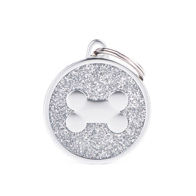 MyFamily Médaille Cercle Os Pailleté Satiné pour chien