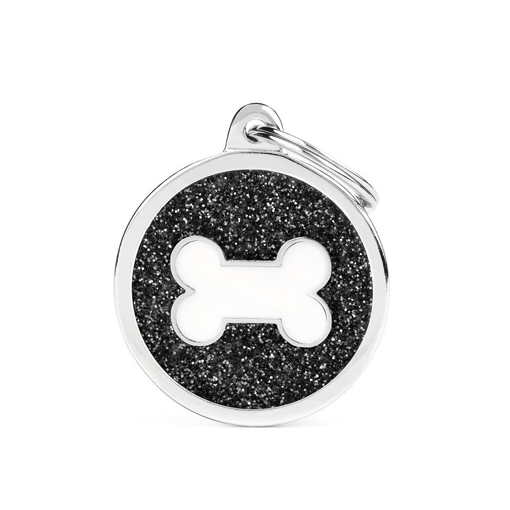 MyFamily Médaille Cercle Os Pailleté - Grand Noir