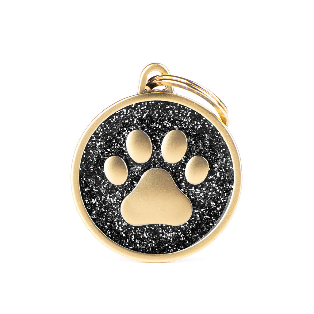 MyFamily Médaille Cercle Patte Pailleté Or Satiné - Noir