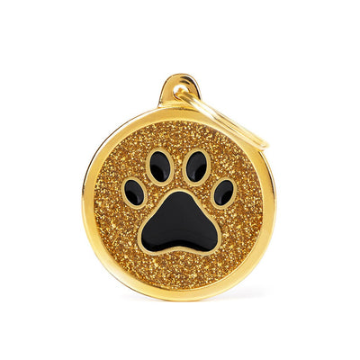 MyFamily Médaille Cercle Pailleté Or pour chien et chat