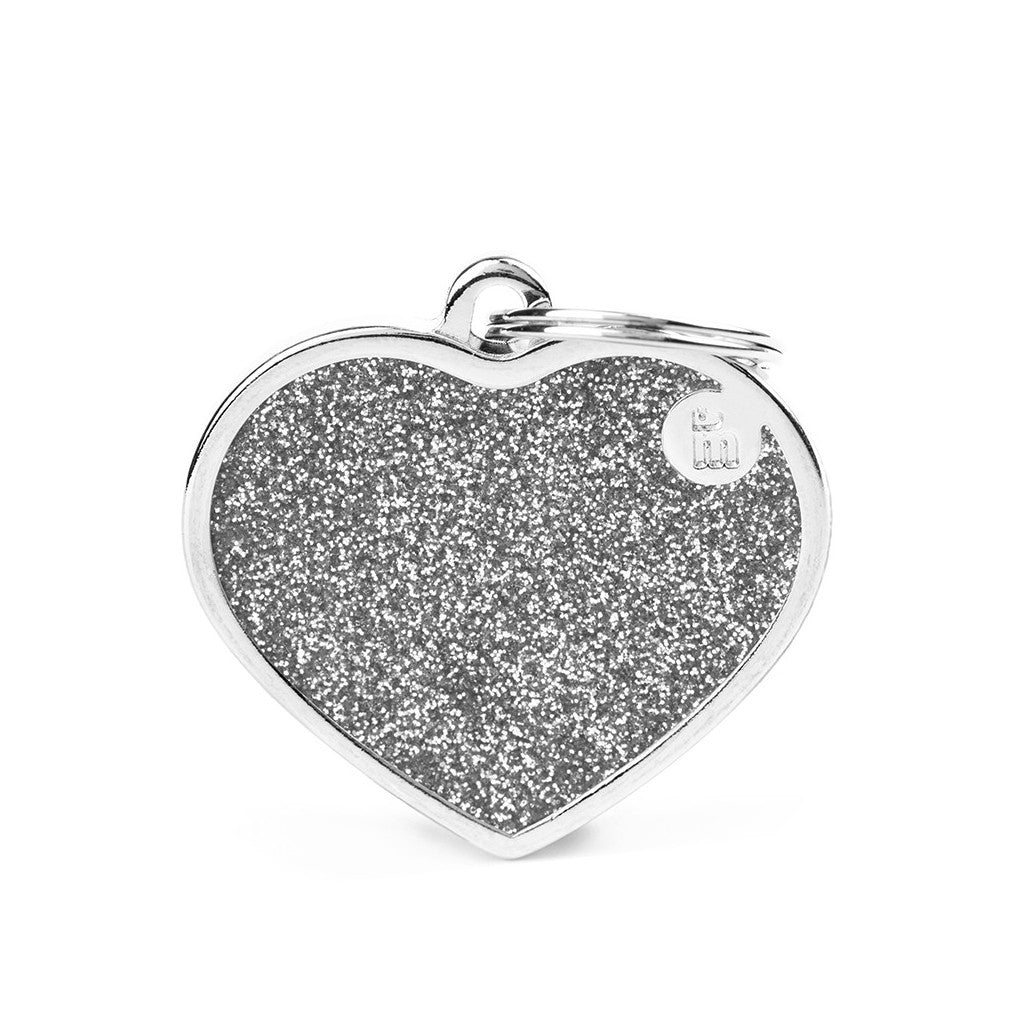 MyFamily Médaille Coeur Pailleté - Grand Gris