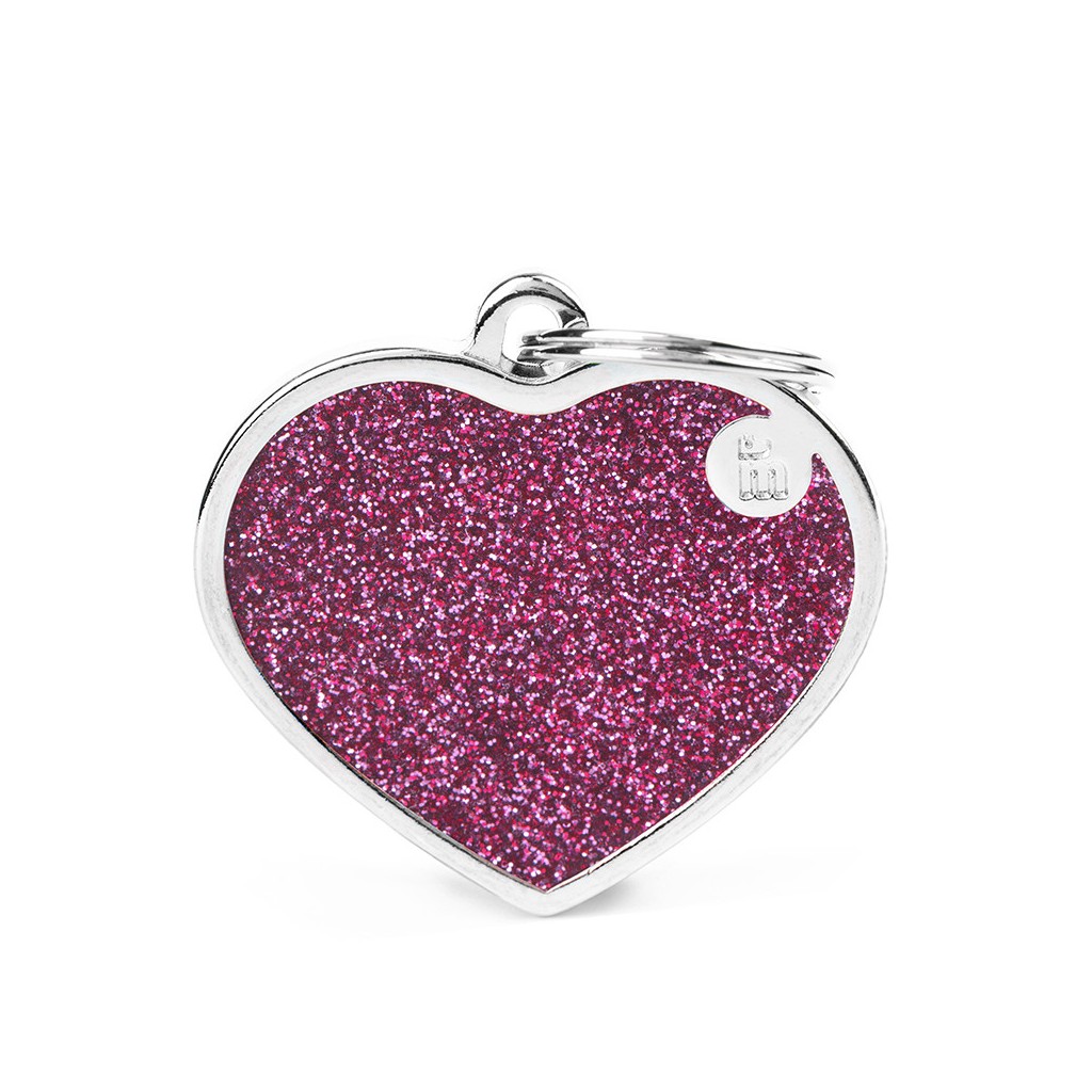 MyFamily Médaille Coeur Pailleté - Grand Rose