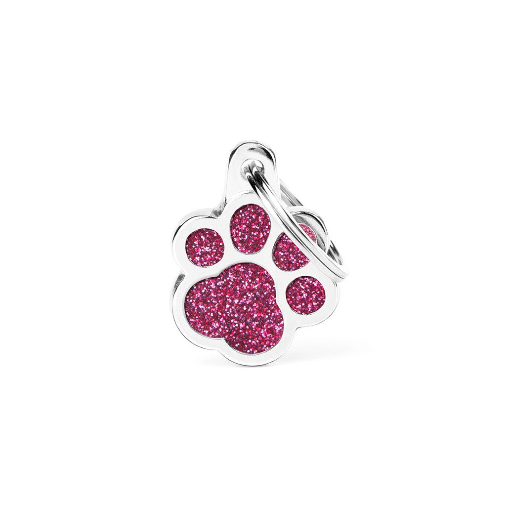 MyFamily Médaille Empreinte de Patte Pailleté - Petit Rose