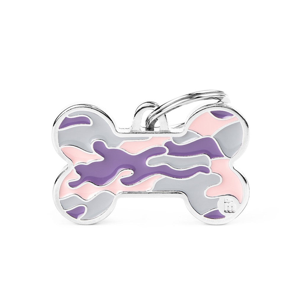 MyFamily Médaille Os Camouflage - Grand Rose
