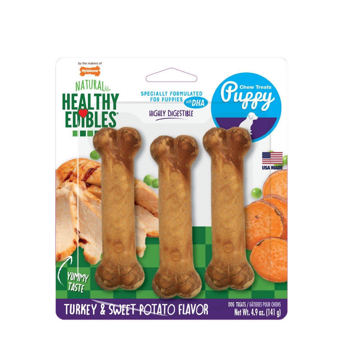 Nylabone Gâteries Saines pour Chiots Agneau & Pommes