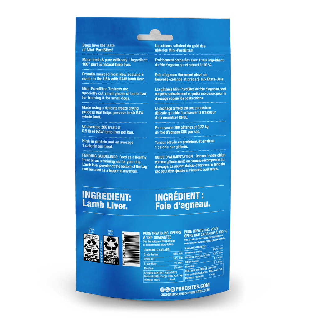 PureBites chien mini trainer agneau