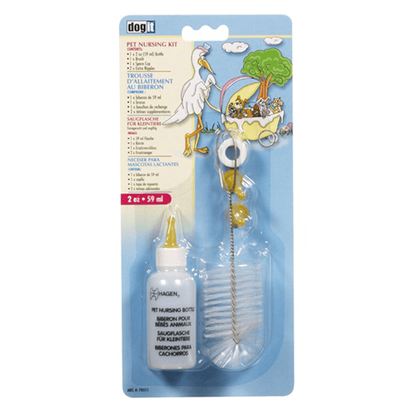 Trousse d’allaitement Dogit contenant 1 biberon de 59 ml (2 oz liq.), 1 brosse, 1 bouchon de rechange
