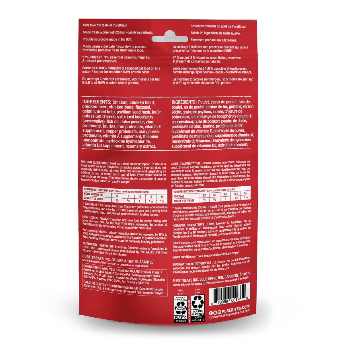 PureBites chat repas poulet topper