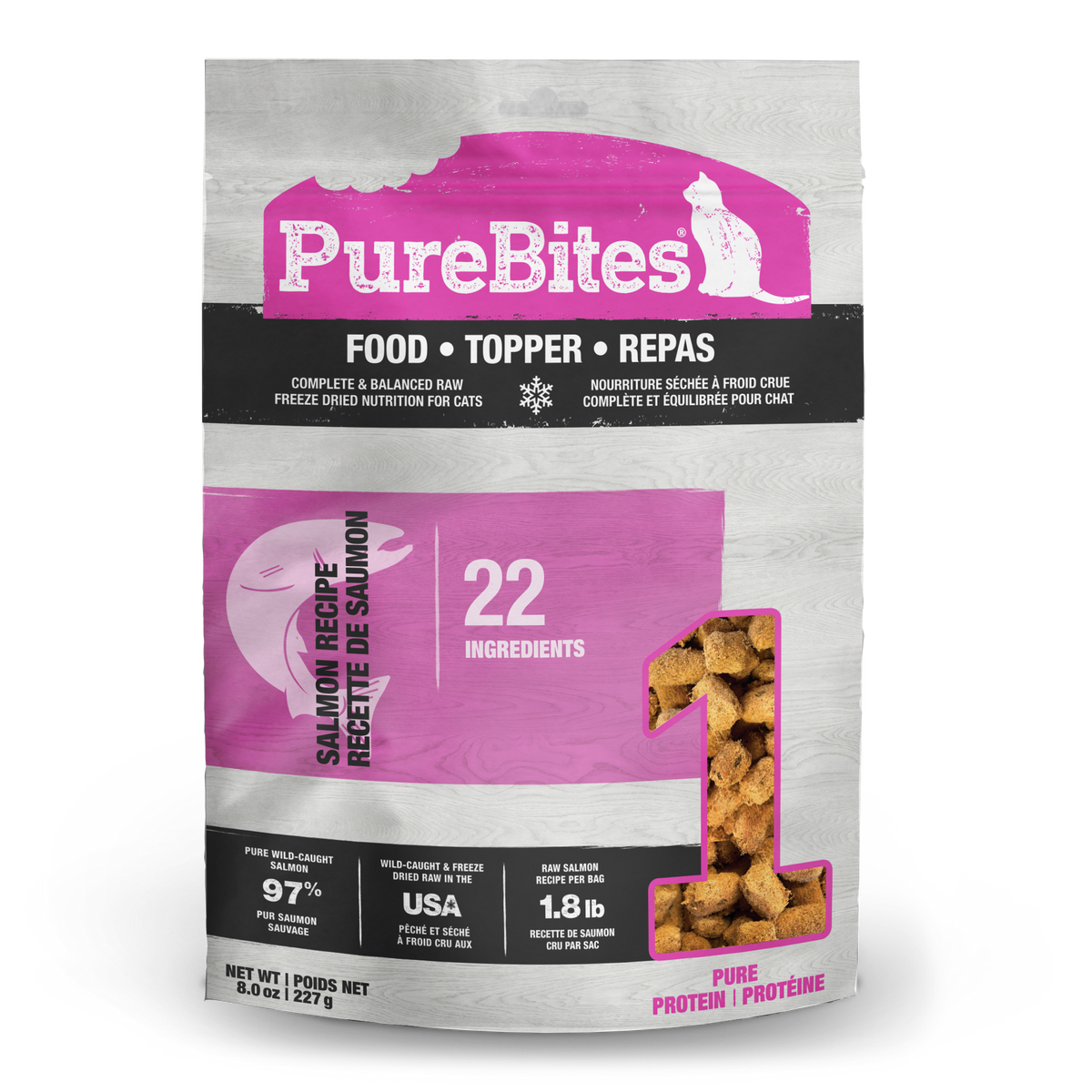 PureBites chat repas saumon topper