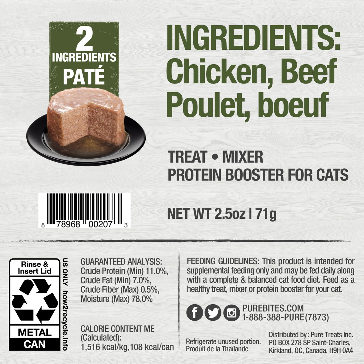PureBites chat pâté poulet & boeuf
