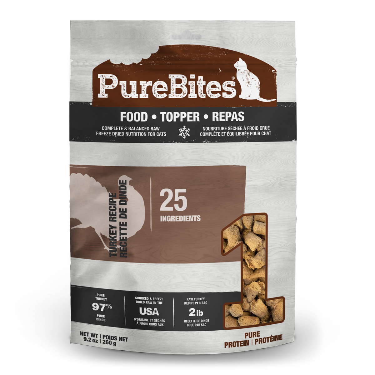 PureBites chat repas dinde topper